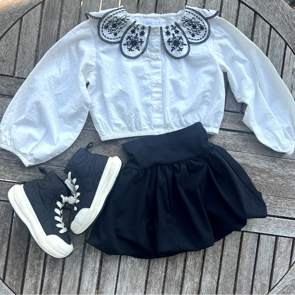 ZARA girls full outfit blouse skirt and shoes size 7